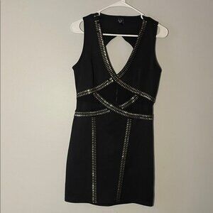 Windsor Black Dress with Gold Detailing